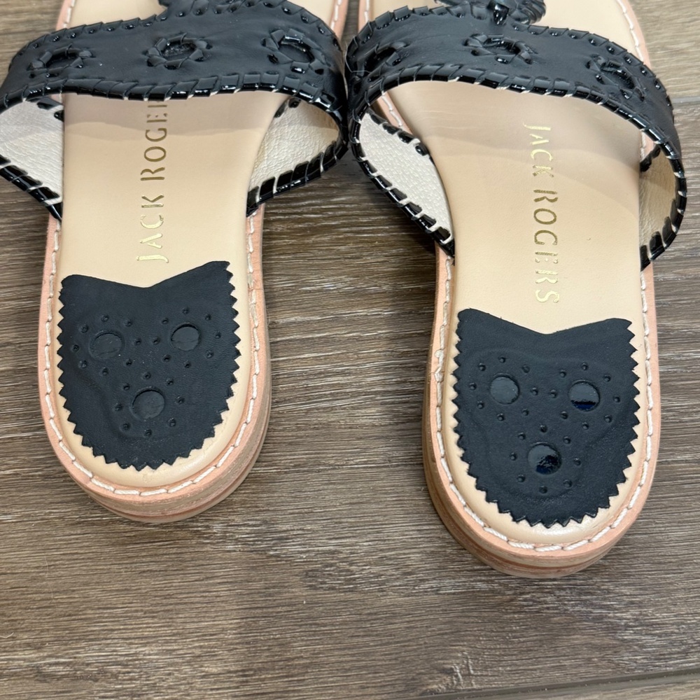 Jack Rogers Women's Jack Flat Black Sandals Size 6.5 Dressy Summer Designer - Picture 4 of 9